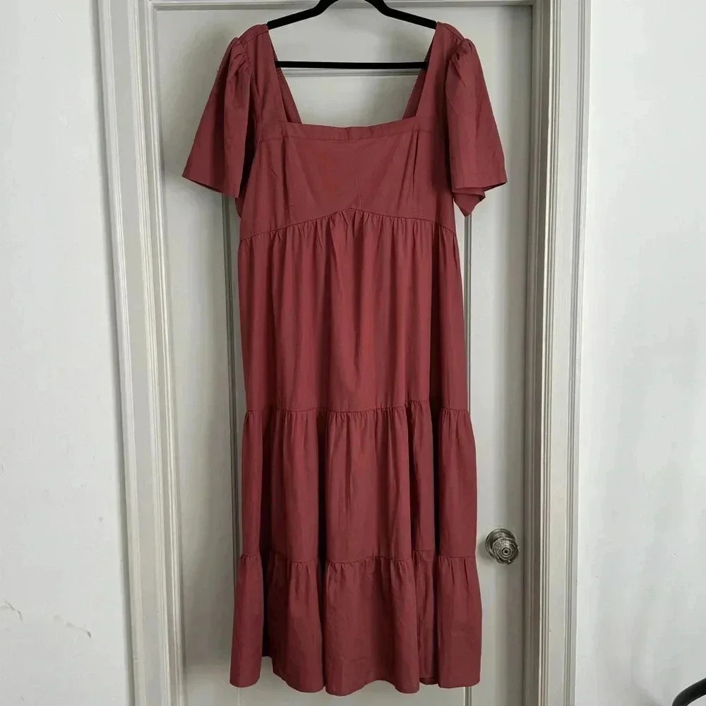Abercrombie and Fitch smocked angel sleeve tiered dress size XL